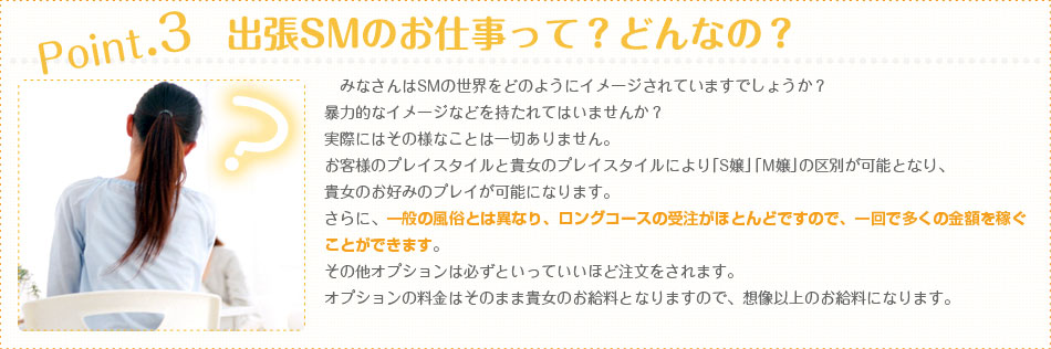 Point.3 出張SMのお仕事って？どんなの？